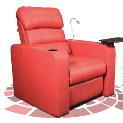 Home Theater Leather Motorised recliner with lamp and table